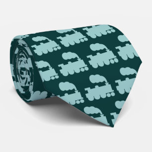 Steam Train Pattern - Lt Blue Green on Dk Moss Grn Tie
