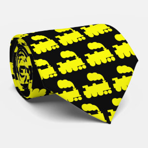 Steam Train Pattern - Yellow on Black Tie