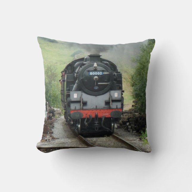 Steam Train Pillow Throw Cushion (Front)