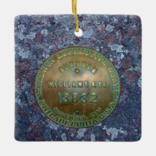 Steam train plate Faux Wrapped Canvas Print Ceramic Ornament