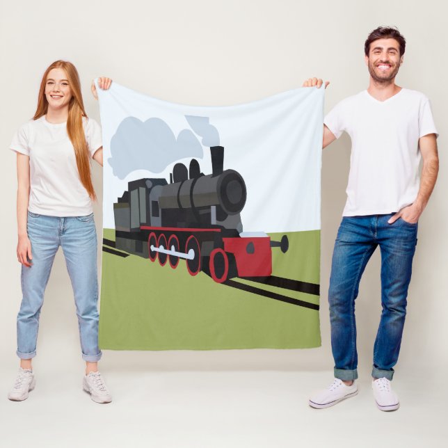 Steam Train Railroad  Fleece Blanket (In Situ)