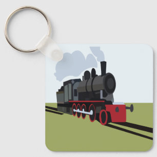 Steam Train Railroad Key Ring