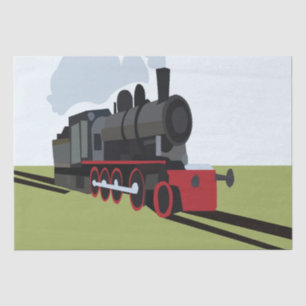 Steam Train Railroad Tissue Paper