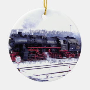 steam train railway locomotive station engine ceramic ornament