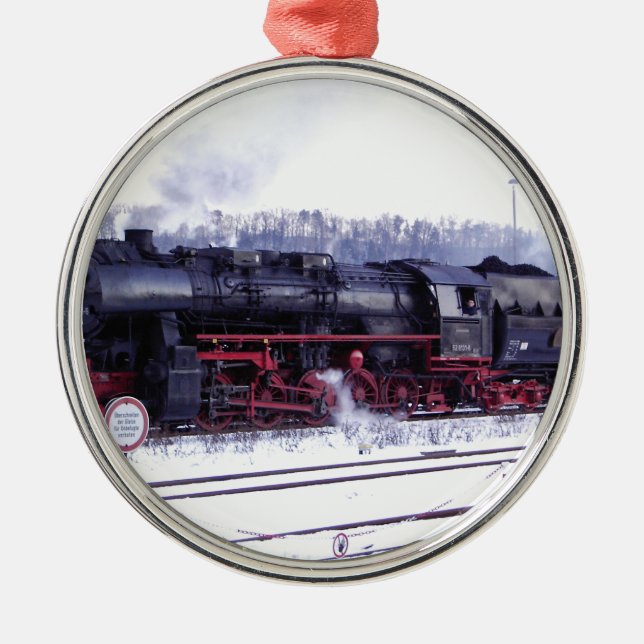 steam train railway locomotive station engine metal ornament (Front)