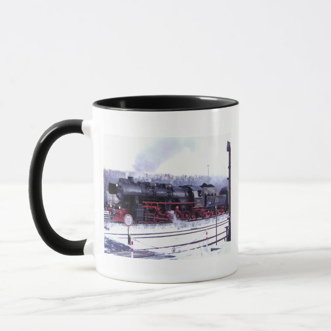steam train railway locomotive station engine mug (Left)