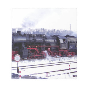 steam train railway locomotive station engine notepad