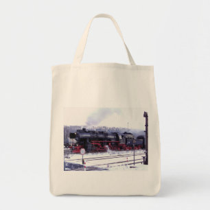 steam train railway locomotive station engine tote bag