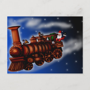 Steam Train Santa, postcard