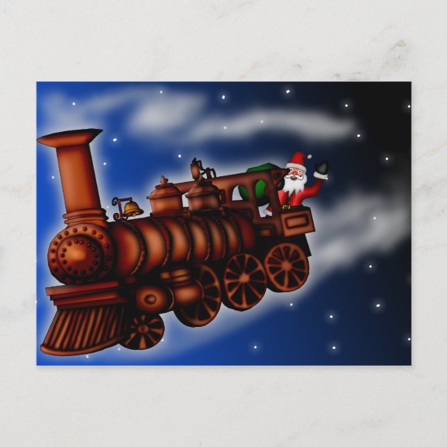 Steam Train Santa, postcard (Front)