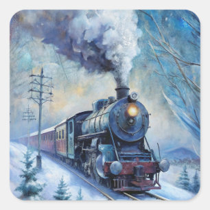 Steam Train Square Sticker
