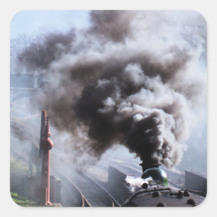 STEAM TRAIN SQUARE STICKER