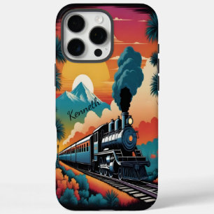 Steam Train Sunset Journey iPhone 16 Pro Max Case