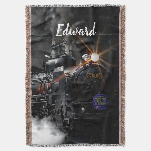 Steam Train Throw Blanket (Front Vertical)