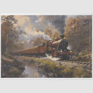 Steam Train Vintage Style Painting Decoupage Tissue Paper