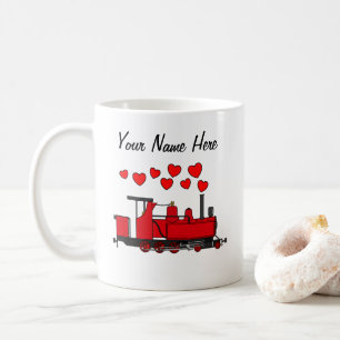 Steam Train With Hearts Railroad Valentines Custom Coffee Mug