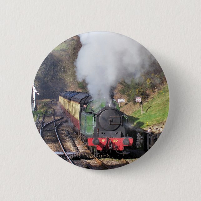STEAM TRAINS 6 CM ROUND BADGE (Front)