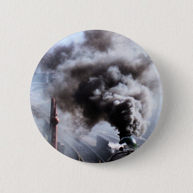 STEAM TRAINS 6 CM ROUND BADGE (Front)