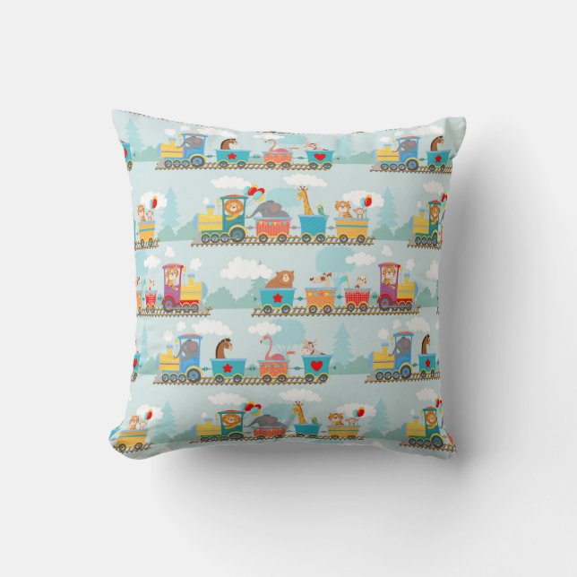Steam Trains & Animals Cute Baby Cushion (Front)