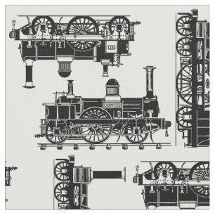 Steam Trains Classic vintage Victorian locomotives Fabric