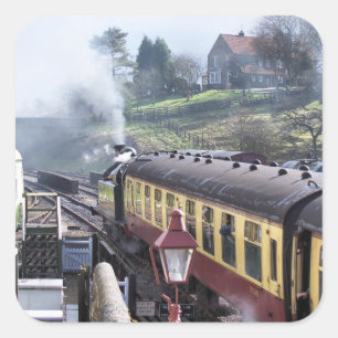 STEAM TRAINS SQUARE STICKER