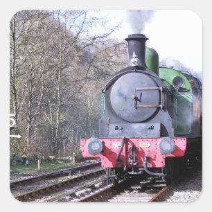 STEAM TRAINS SQUARE STICKER