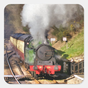 STEAM TRAINS SQUARE STICKER