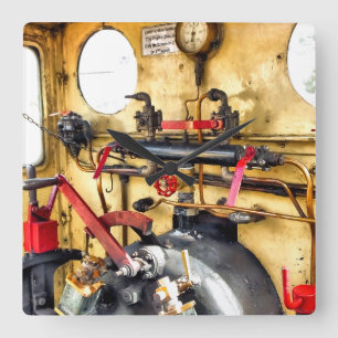 STEAM TRAINS    SQUARE WALL CLOCK