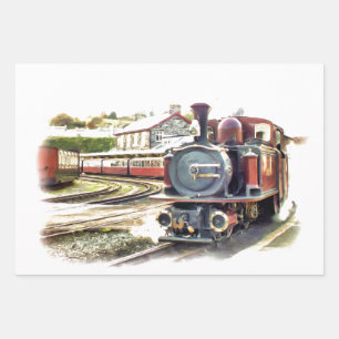 STEAM TRAINS WRAPPING PAPER SHEET