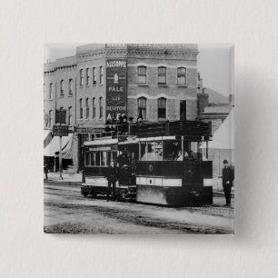 Steam Tram in North London in the 1880s 15 Cm Square Badge