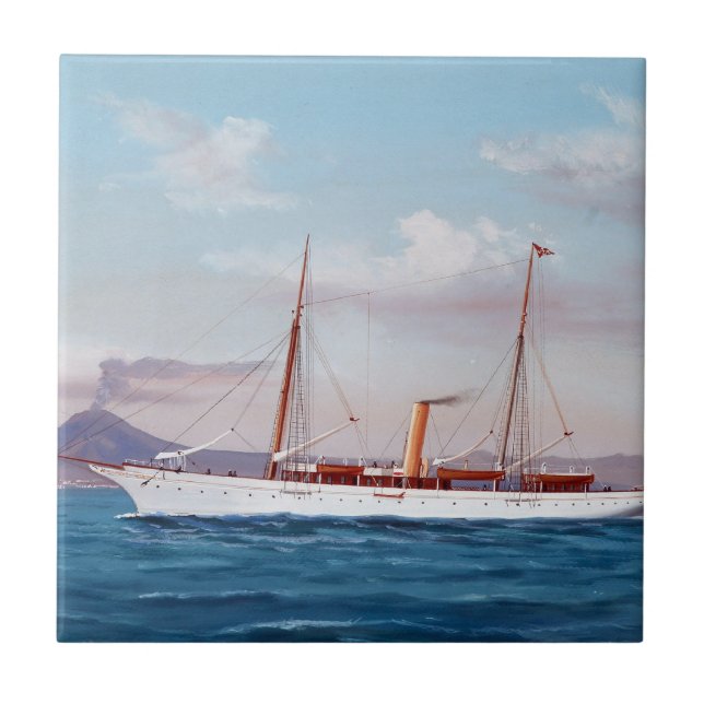 Steam Yacht SY Vanduara 1906 Ceramic Tile (Front)