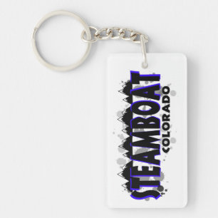 Steamboat Colorado blue paint splats keychain