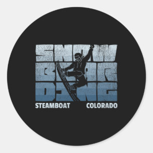 Steamboat Colorado Snowboarding Resort Vintage Sno Classic Round Sticker