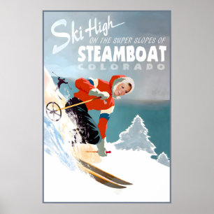 Steamboat Colorado Travel Poster Rocky Mountains