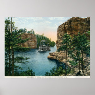 Steamboat, Dells of Wisconsin River Vintage Poster