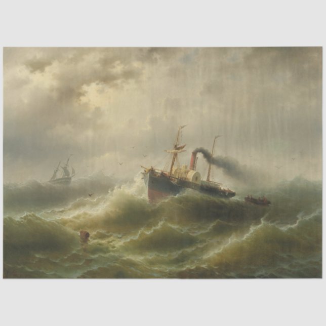 Steamboat in a Storm on the North Sea Tissue Paper (Front)