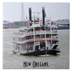 Steamboat on the Mississippi River Tile