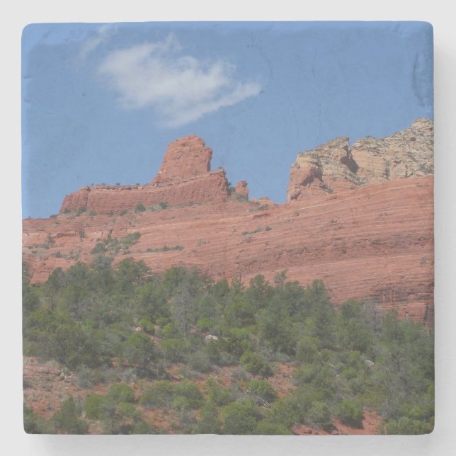 Steamboat Rock in Sedona Arizona Photography Stone Coaster (Front)