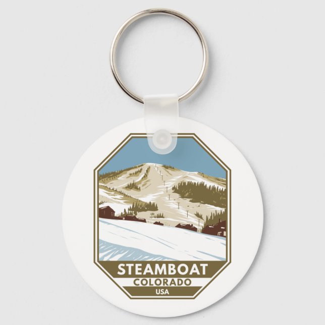 Steamboat Ski Area Winter Colorado Key Ring (Front)