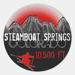Steamboat Springs Colorado artsy ski red stickers