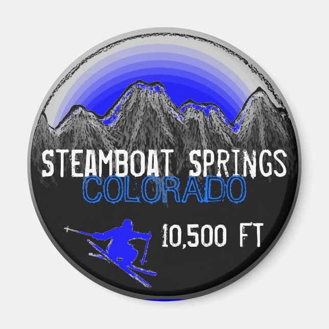 Steamboat Springs Colorado blue ski magnet (Front)