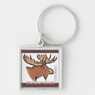 Steamboat Springs Colorado brown moose keychain
