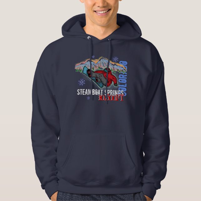 Steamboat Springs Colorado dark elevation hoodie (Front)