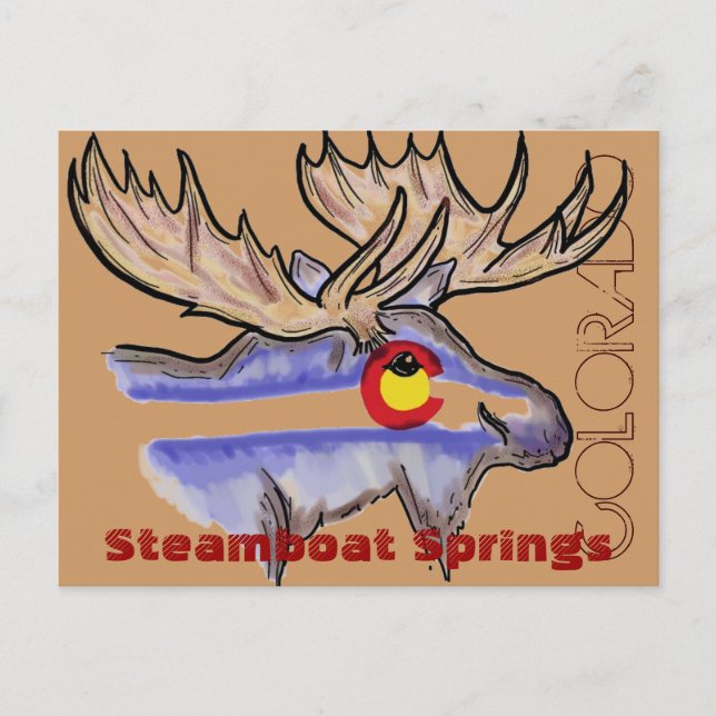 Steamboat Springs Colorado elk postcard (Front)