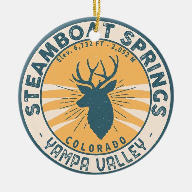 Steamboat Springs Colorado Mountain Camping Hiking Ceramic Ornament (Front)