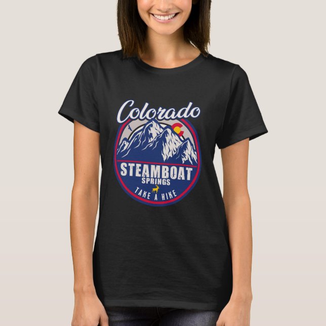Steamboat Springs Colorado Mountain Camping Hiking T-Shirt (Front)