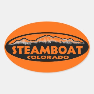Steamboat Springs Colorado orange oval stickers