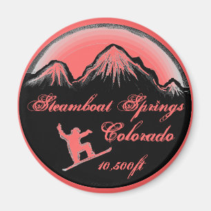 Steamboat Springs Colorado pink snowboard magnet