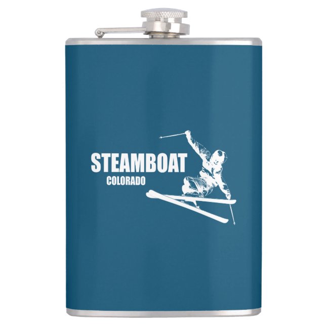 Steamboat Springs Colorado Skier Hip Flask (Front)