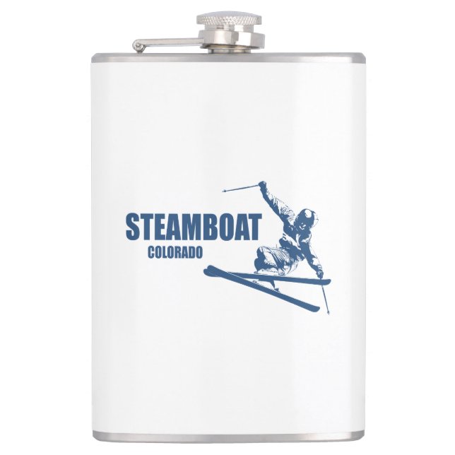 Steamboat Springs Colorado Skier Hip Flask (Front)